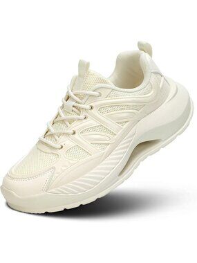Women's 1 Beige Casual Comfort Lightweight Breathable Soft Sole Walking Sneakers